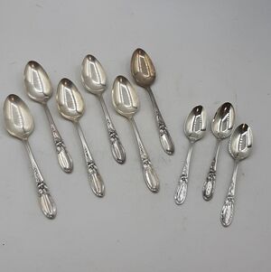 Vintage Oneida Community White Orchid 6 Set Five O Clock Spoons 3 Demitasse